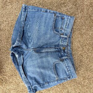 American Eagle Outfitters Mom Shorts Womens 8 Blue Denim Cotton Cuffed Mid Rise